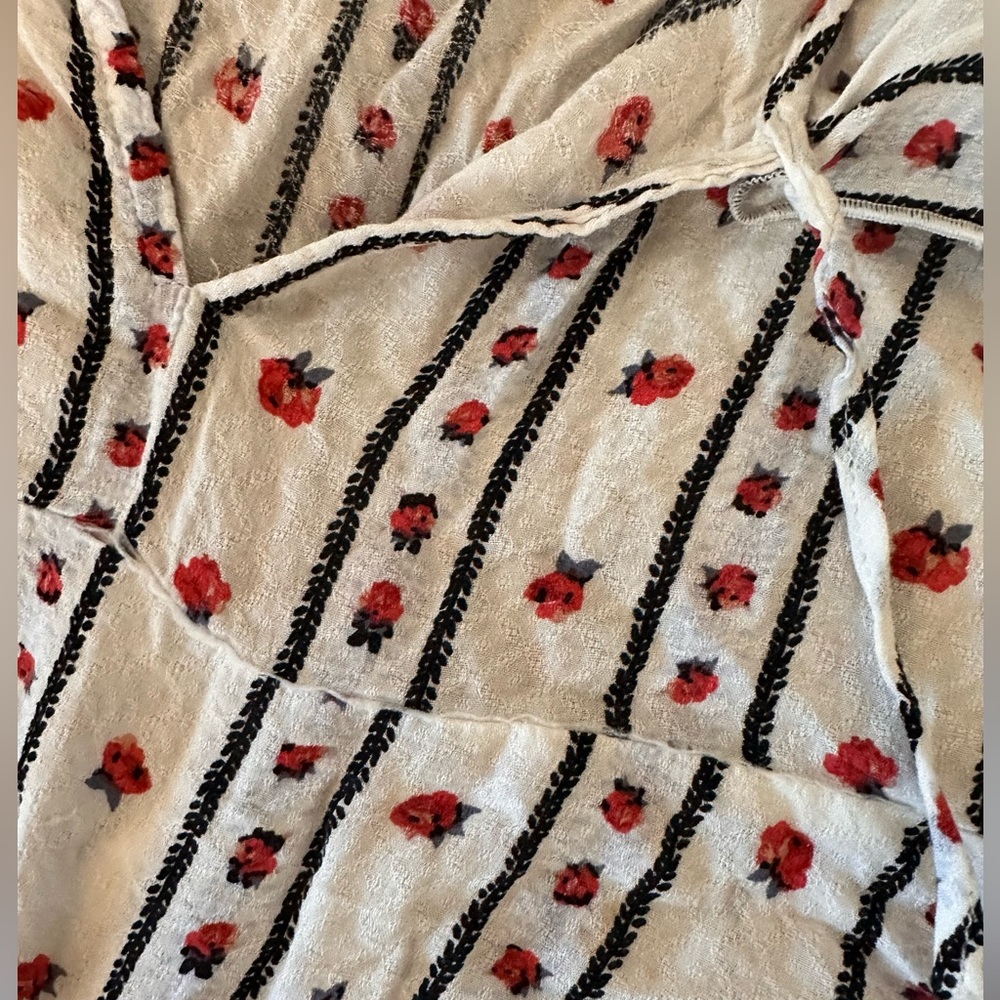Free People intimately top, light weight, white with rose pattern